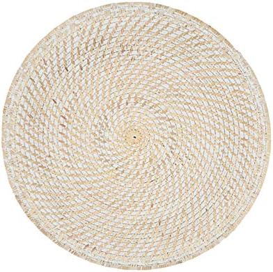 Saro Lifestyle Avignon Collection Woven Rattan Placemats, 15 , White