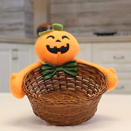 Zerodeko 2pcs Halloween Candy Basket Wicker Pão Truque de cesto de pão ou tratar o porta -casas Rússico Fazenda Bandeja de Serviço para Decoração de Mesa de Fruta Decoração de Vampire Pumpkin Design de abóbora