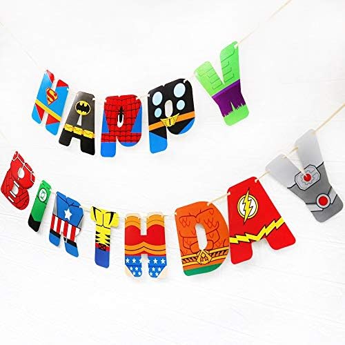 Banner de natal super -herói feliz aniversário banner papel bungreling girland para crianças chá de bebê decorações de
