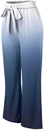 Calças casuais de Ethkia definidas para mulheres duas peças calças confortáveis ​​de perna larga com bolsos de cintura alta