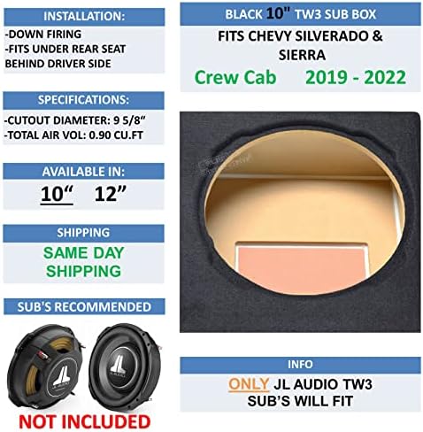 Sub Box de 12 Solleed para Sierra Crew Cab 2019-2022 Subwoofer Gabinete Caixa de alto-falante para TW3 Subwoofers Shaker