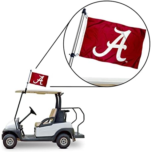 Alabama Crimson Tide Golf Cart Flag and Flag Pole Selder Mount Set