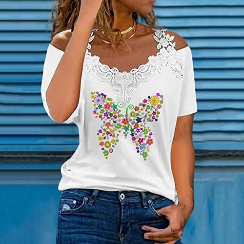 MANAGEM CURTA V LACE LACE CULTOLOTENCT Patchwork Lounge Top Top para Ladies Summer Summer Fall Blouse Cold Blouse V9 V9