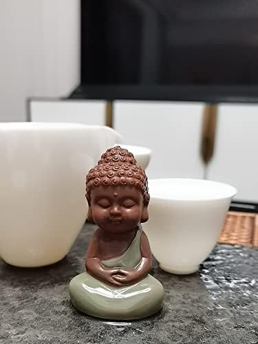 Kingzhuo cerâmica minúscula fofa estátua buda estátua monge estatueta buda fofa bebês baby buda monge decoração zen decoração
