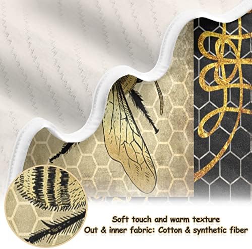 Cobertor de abelha dourada de abelha dourada de algodão para bebês, recebendo cobertor, cobertor leve e macio para berço, carrinho de bebê, cobertores de berçário, 30x40 in,
