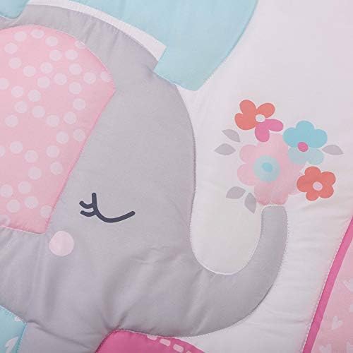 5 PCs Pink Elephant Bursery Berkding Set Salia Quilta Chela Chela Pillow Janela Valância Baby Girl Elefante