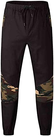 Calça de carga masculina slim fit fit color color cordas casual calça de faixa de panela cargo masculina com calças de bloco de bolso