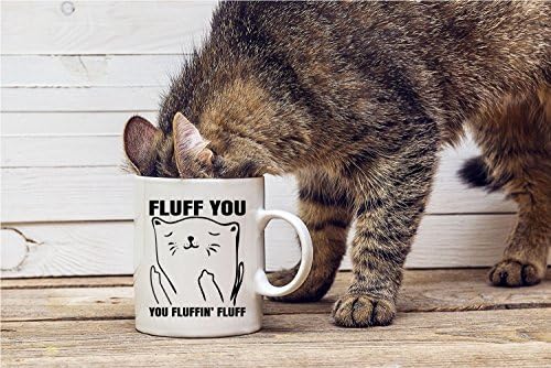 Fluff você, seu fofo fogueiro - caneca de café de cerâmica de 11 onças - Copo engraçado para mulheres loucas para gatos