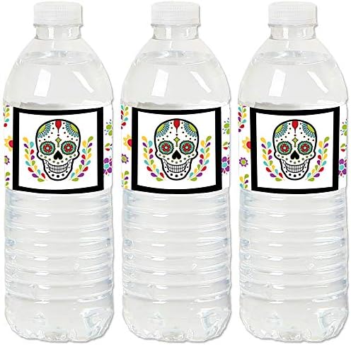 Big Dot of Happiness Day of the Dead - Halloween Sugar Skull Party Water Bottle Sticker Rótulos - Conjunto de 20