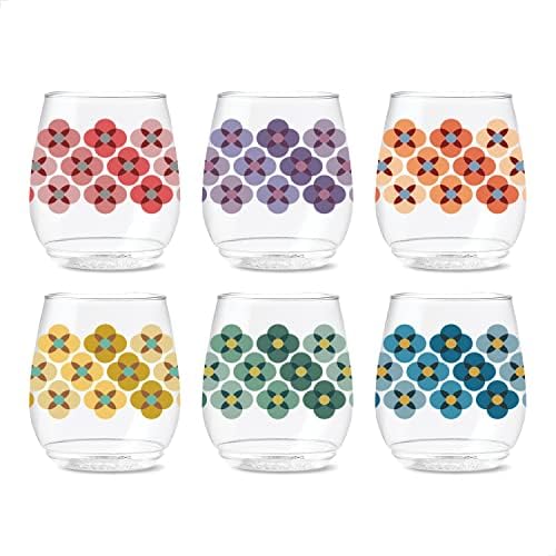 Tossware Pop 14oz Vino Designer Series - Shapes 1, conjunto de 6, qualidade premium, reciclável, inquebrável e de plástico