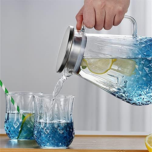Arremessador de água jarro de vidro conjunto panela de água calor resistindo água de aço inoxidável para ferver a água de chá de chá de suco de vidro garrafa de água jarra de jarra