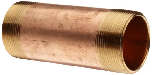Acessório de tubo sem costura de latão vermelho, mamilo, cronograma 40, 1-1/2 NPT Male x 8 Comprimento