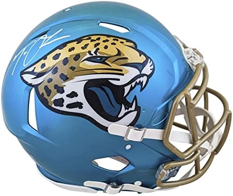 Jaguars Trevor Lawrence assinou Flash Speed ​​Complete Speed ​​Proline Helmet Fanáticos - Capacetes NFL autografados