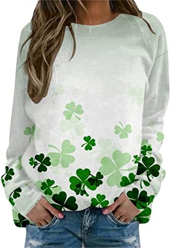 Camisa do dia de St. Patrick feminino Clover casual o pescoço solto férias em férias camisetas