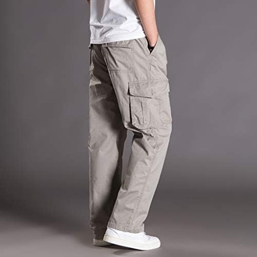 Calças casuais masculinas de NYYBW, cintura esticada de calça de carga relaxada de ajuste reto de trabalho calças de trabalho leve e de ajuste solto
