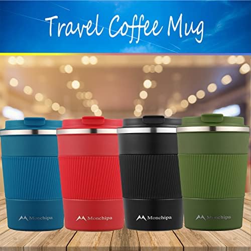Viagem de café caneca -12oz, xícaras de café em aço inoxidável, térmicas de parede dupla com tampa de parafuso -