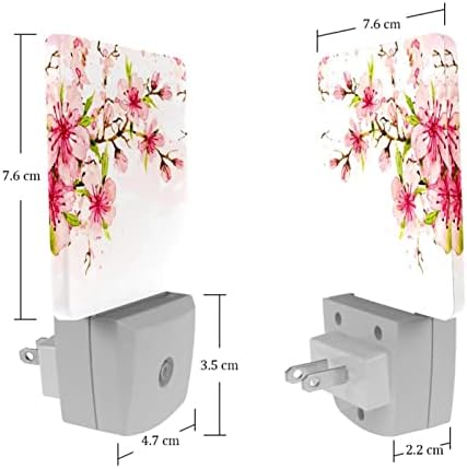 Cherry Floral Spring LED Night Light, Kids Nightlights for Bedroom Plug in Wall Night Lamp Brilho ajustável para escadas do quarto