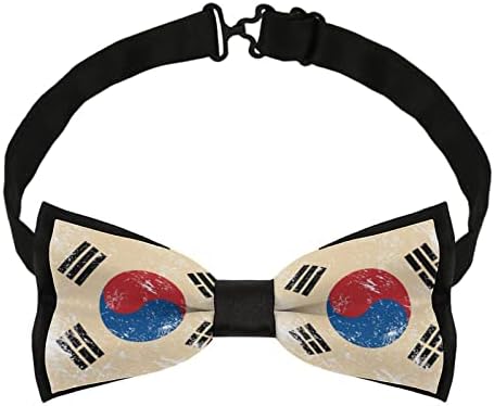 FORSJHSA Retro da Coréia do Sul Bandeira Men dos laços pré-amarrados Menção