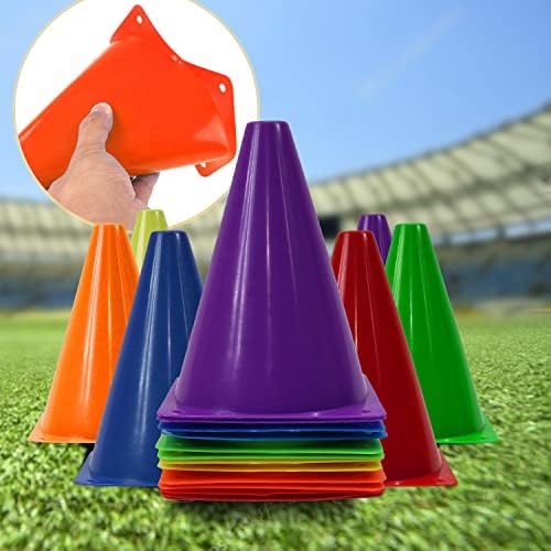 Cones de tráfego de brinquedos deslumbrantes de 7 polegadas de 7 polegadas Cores de tráfego plástico - pacote de 7 cones
