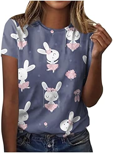 Camisas do Dia da Páscoa feminina de manga curta ombro dianteiro ombro dianteiro Camisas de camisa solta curta de verão