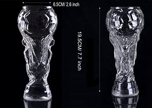 Kikitoy Football Shape Glass de cerveja, 15,2oz （450 ml Copa do mundo Caneca de cerveja, bola de futebol Presentes de copos de cerveja
