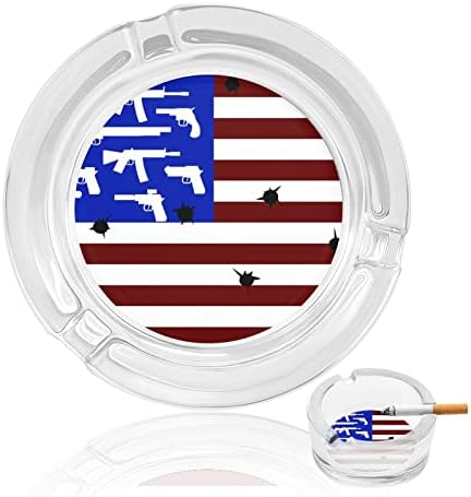 American Flag Guns and Bullet Hole Hole, glass fumando cigarros de cinzas de charuto bandeja de cinzas redonda Caso para o exterior