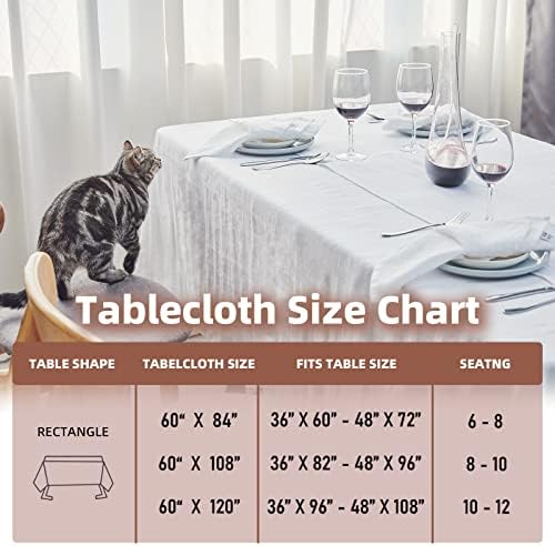 Toalha de mesa de linho Cussiou, toalha de mesa de linho 60 x 120 polegadas para mesas de retângulo de 8 pés, toalhas de linho