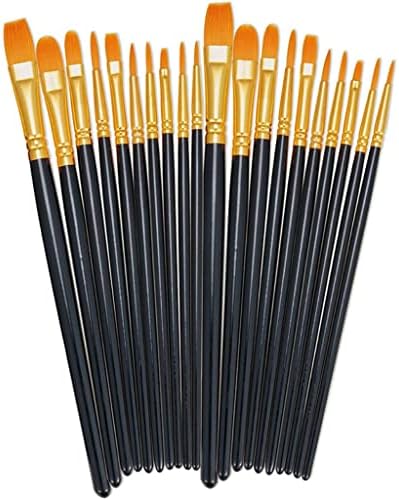 Sxnbh 20pcs pincéis de tinta define redondo pontas pontiagudas de nylon artista de cabelo acrílico para aquarela de óleo