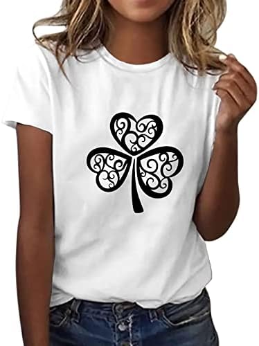 Camisa do dia de São Patrício para Mulheres Shamrock Feio O Pescoço Plus Size Holiday Splicing Camiseta