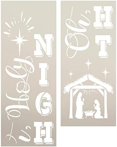 Oh Santa Noite Alpendre alto estêncil por Studior12-4ft - EUA Made - Craft DIY Christmas Nativity Home Decor | Tinta varanda magro magro reversível signo de madeira