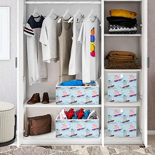 EMELIVOR ANIMAIS BONITOS ARTAMENTE O CUBE DE ARMAZENAGEM DE CUBELO DE BINCO DE ARMAZENAGEM BINS DE ARMAZENAGEM BROYPERAÇÃO CESTÃO DE TROOTOMEIRA DE CUBE Organizador para Binsery Kids Closet Shelf Shoproom Office Book - 15.75x10.63x6.96 em