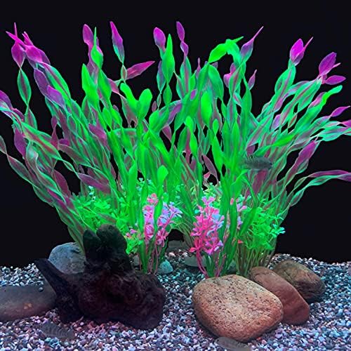 Plantas de aquário de Lingee, 10 PCs Plantas de aquário de plástico parecem bonitas quando suas decorações de plantas