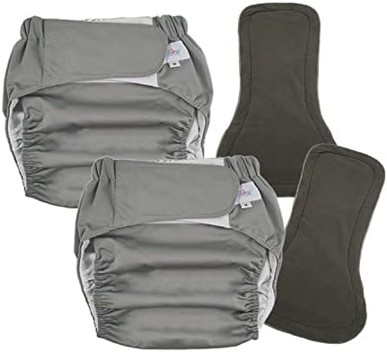 2 Pacote fraldas de pano adulto com inserções de fraldas, fraldas de fraldas reutilizáveis ​​laváveis ​​para adultos Proteção contra