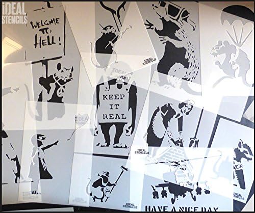 Estêncil de estêncil de ratos de ladrão Banksy | Decoração de parede reutilizável Estêncil de decoração | Graffiti Banksy Styncy Art Stêncil | Paredes de tinta tecidos e móveis