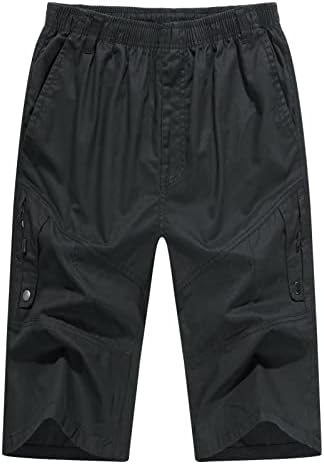 Calça masculina Cargo masculino Botão de cor sólida Plus Tamanho Casual Todos os shorts calças de carga de tecido da moda com 8