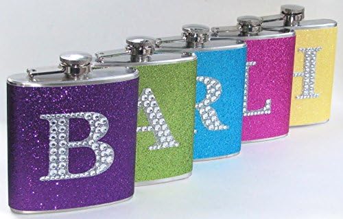 8 frascos que você escolhe as cores de noiva personalizada noiva damas de noiva Glitter Bling brilhante 6 oz de aço inoxidável