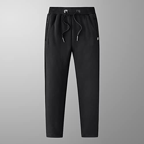 Moda de moletom masculina de cor sólida Cashmere forro calças quentes de lápis de faixa de faixa Pant esportiva casual calça