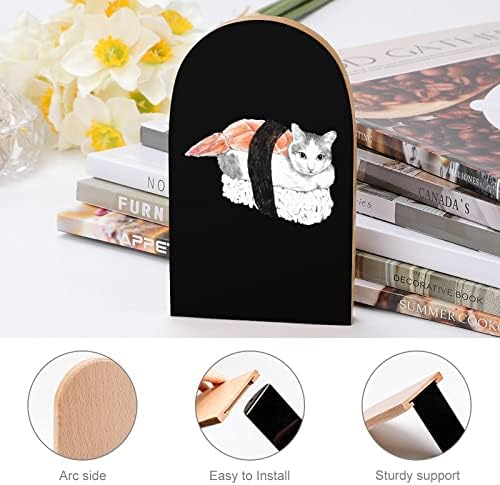 Sushi Cat Bookends for Selves 1 Par de pares de livros não esquiadores Decorativo para casa