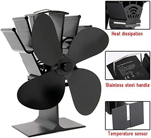 Mifor yyyyshopp Black Stove Fan 4 Blade Firplace Fan