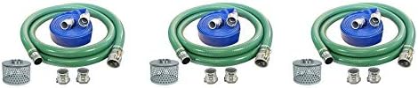 Abbott Rubber-1240-kit-3000-1145-qc PVC e kit de mangueira de sucção e descarga, verde/azul, 3 masculino x came de alumínio feminino e ranhura, 3 ID