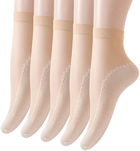 5 pares de meias de algodão sólido de algodão sólido feminino