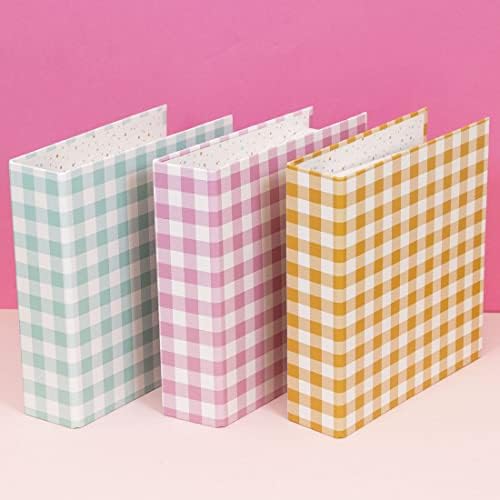 Craftelier - Pink Vichy forrado de papelão Álbum: Pink - 2 Balncas Ring System - Capas duras e resistentes: Dimensões 22,5 x 23 cm