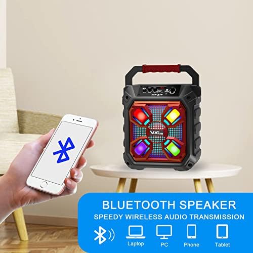 Máquina de karaokê para crianças, Vuigue System portátil Bluetooth PA com microfone sem fio, luzes LED, controle remoto, suporta a entrada de cartão TF/USB/AUX, ideal para karaokê em casa, festa