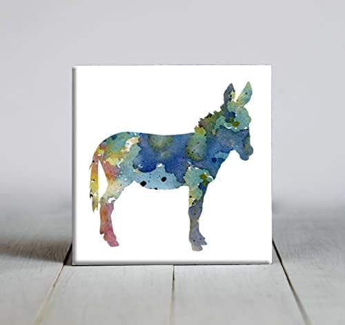 Donkey Blue Abstract Abstract Watercolor Art Decorative Tile