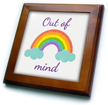 Imagem 3drose de arco -íris com texto fora da mente - azulejos emoldurados