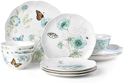 Lenox Butterfly Meadow Turqueise 12-PC Dinnerware Conjunto, 17,55 lb, azul