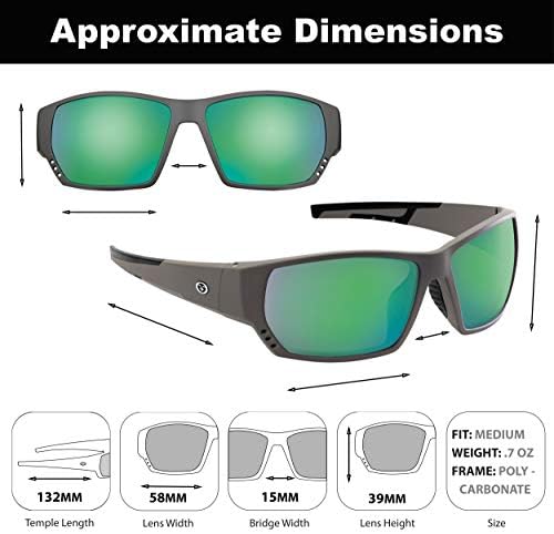 Flying Fisherman Drop Back Back polarized Wrap-Around Sunglasses, lente espelho cinza-cinza/verde-âmbar, pequeno/médio