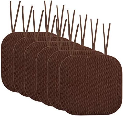Doces de coleta de coleta de coleta casas de espuma de memória de almofada com laço de favo de mel deslizamento sem skid borracha traseira quadrada arredondada 16 x 16 tampa de assento, 6 pacote, chocolate marrom 6 pacote