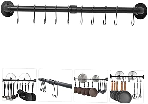 Esquema 1 conjunto de utensílios de cozinha de tubo de ferro, ganchos montados na parede, cabide montada na parede cabide de utensília de cozinha panelas e panelas penduradas rack penduradas guia de utensílios de utensílios