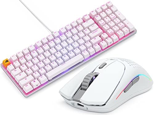 Pacote de combinação de teclado e mouse - Modelo glorioso o 2 mouse sem fio para jogos e teclado glorioso GMMK 2 White